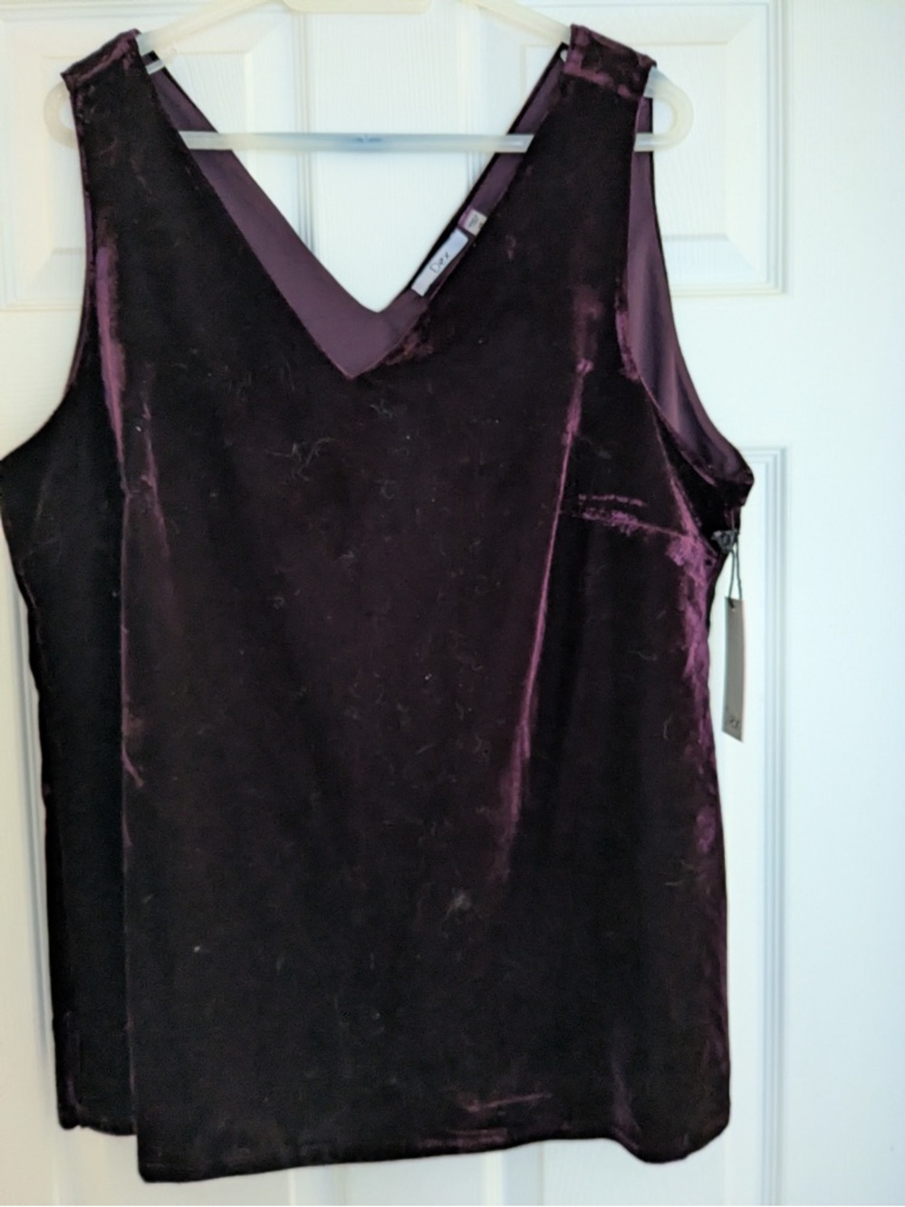 Dex Velvet V-Neck Tank Top - Deep Plum
